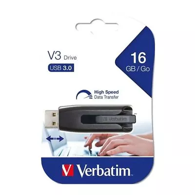 Verbatim 16GB V3 USB3.0 Grey Store'n'Go V3; Rectractable USB Storage Drive Memor • $24