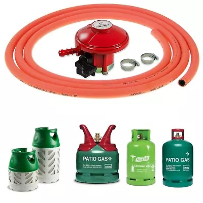 £24.50 • Buy PATIO HEATER GAS BOTTLE PRESSURE REGULATOR 3m ORANGE FLEXIBLE HOSE 27mm CLIP ON