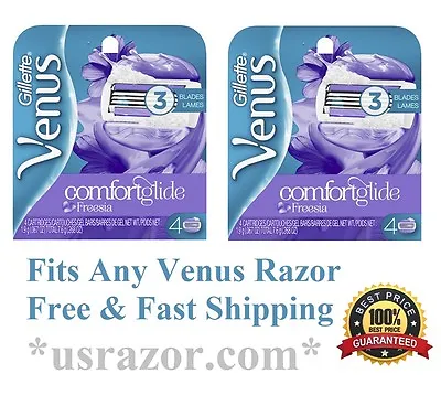 8 Gillette Venus Comfort Glide Freesia Razor Blades Refill Cartridges Ft Embrace • $29.79