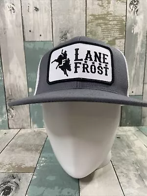 Lane Frost Gangster Logo Patch Adjustable Snap Back Baseball Cap Grey/White • $14.99