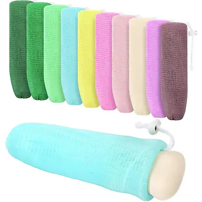 10 Ps Exfoliating Mesh Soap Pouch Saver Bag Bubble Foam  Net  Body Cleaning Tool • $13.04