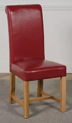 Washington Burgundy Leather Dining Chairs | Dining Chairs With Braced Oak Legs • £129