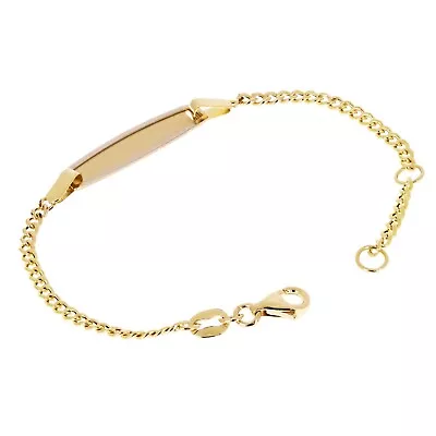 Italian 14k Two Tone Gold Engravable Baby Kids ID Bracelet 5.5  5mm 1.7 Grams • £131.54