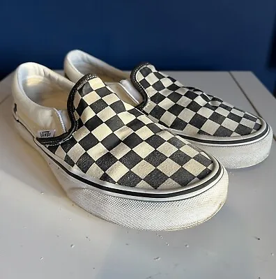 Vans Asher Slip On Canvas Sneaker Black White Checker Checkerboard Size UK 4.5 • £15