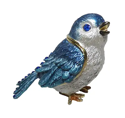 Bluebird Hinged Trinket Box Bejeweled Magnetic • $24.95