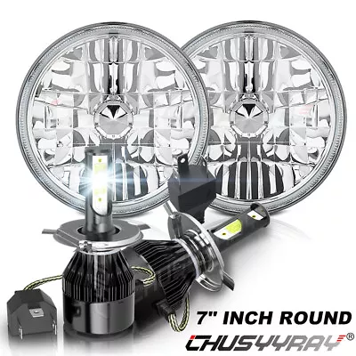 Pair 7  Round Glass Headlight H6024/h6017 H4 Conversion Headlight Classic Car • $103.99