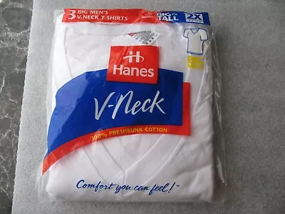$10 • Buy 3 Hanes Big Men's V-neck T-shirts, Big & Tall,2x(50-52),vintage 1997
