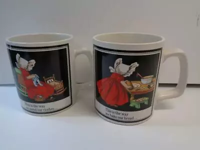 2 Mulberry Bush Nursery Rhyme This Is The Way Mugs Vintage Japan 3.5  Tall 6oz • $21.24