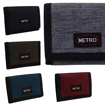 Metro Mens Boys Canvas Tri-Fold Cash & Card Wallet • £5.99