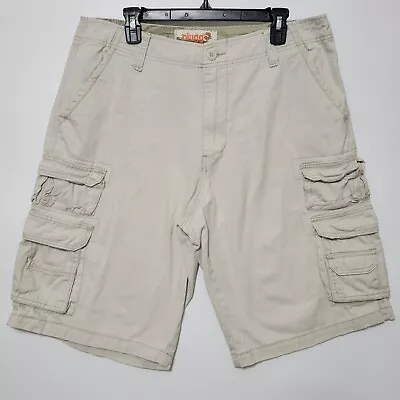 Plugg Khaki Cargo Shorts Size 34 Men Slash Pocket 100% Cotton • $8.39