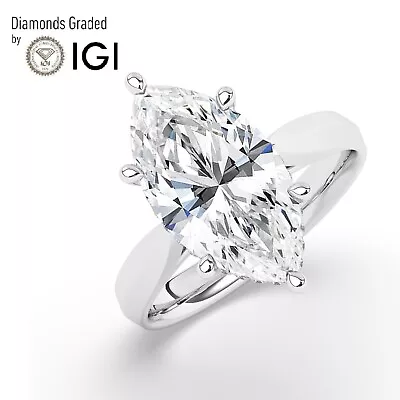 Marquise Solitaire Hidden Halo 950 Platinum Engagement Ring4ct Lab-grown IGI • $3598