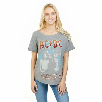Official AC/DC Ladies Highway World Tour 79 Fashion T-Shirt Grey S - XXL • £13.99
