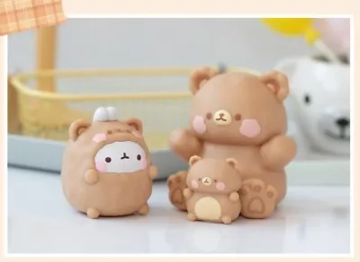 Molang Molang Fluffy Friends 3 Figure Set Brown Genuine • $37.50