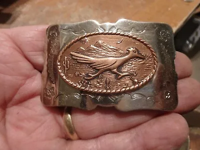 9P-vintage BRASS Belt Buckle-womens??  Nickel Silver Roadrunner • $10.19