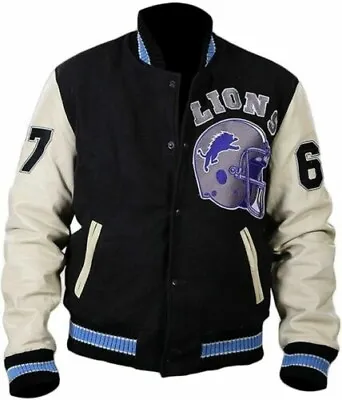 Beverly Hills Cop Axel Foley Detroit Lions Vintage Wool - Leather Sleeves Jacket • $29.99