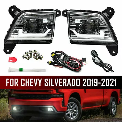 For 2019 2020 2021 Chevy Silverado 1500 2500 Fog Lights LED Pair Bumper Lamp Kit • $86.99