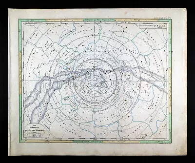 1841 Stieler Bar Map South Sky Star Chart Milky Way Southern Cross Astronomy • $200