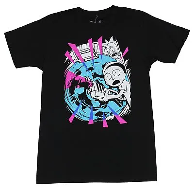 Rick And Morty Adult New T-Shirt - Rick Opening Blue Purple Portal With Gun • $14.98