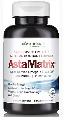 AstaMatrix Algae Omega 3 DHA+EPA Joints Cardiovascular Brain 60 Softgels Sealed • $15.95