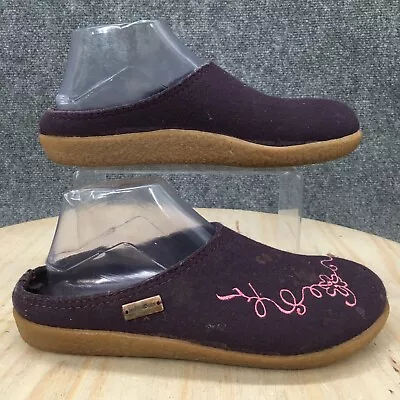 Haflinger Shoes Womens 8.5 Mule Clogs Purple Wool Slip On Flats Closed Toe  • $33.59