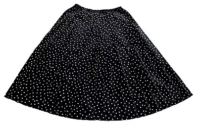 Vintage 80s Gerry Weber Ankle Length Black White Polka Dot Skirt Retro 14 • £7.95