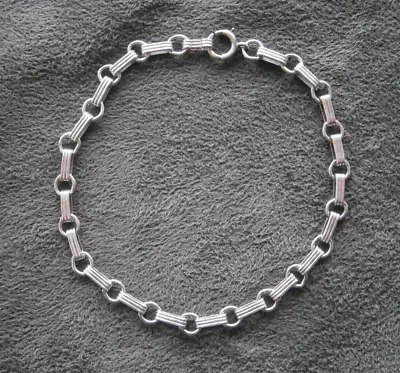 Textured Bar And Link Chain Vintage 925 Sterling Silver Bracelet 7  4.2g • $19.50