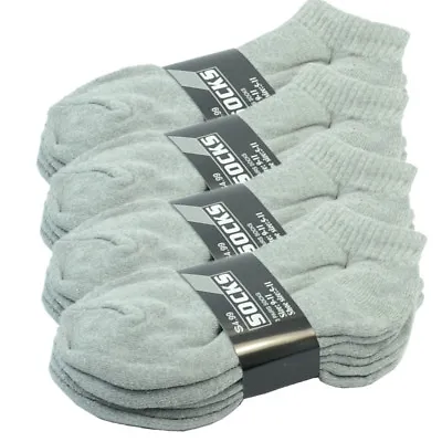 Gray 3-12 Pairs Mens Ankle Quarter Crew Sports Socks Cotton Low Cut Size 9-13 • $9.99