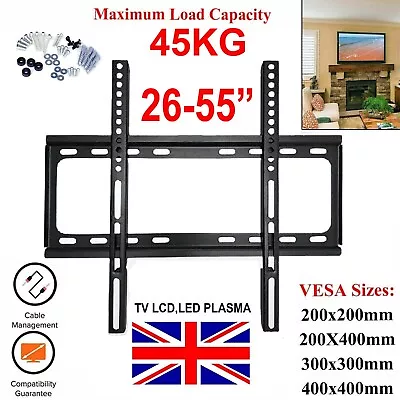 Tv Wall Bracket Mount Slim For 28 30 32 40 42 50 55 Inch Flat 3d Lcd Led Plasma • £9.99