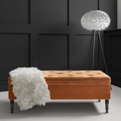 £80 • Buy Brand New! Safina Ottoman Storage Bench - Burnt Orange Velvet With Button Detail