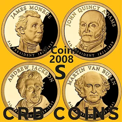 2008-S Presidential Dollar 4 Coin Proof Set - Monroe-Q. Adams-Jackson-Van Buren • $8.49