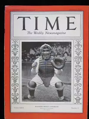 1935 Time Magazine With Mickey Cochrane Baseball Cover • $11.50