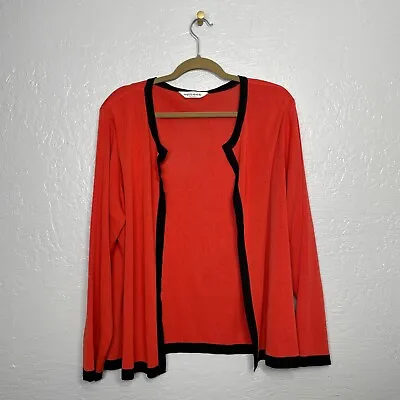 Exclusively Misook Women Plus Size 3X Red Black Cardigan Open Front Santana Knit • $50