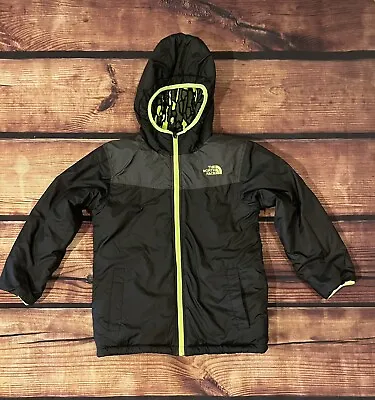 $25 • Buy The North Face Boys Reversible Hooded Jacket Coat - 7/8 Small  Green Camo/Black