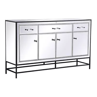 Elegant Decor James 60  Metal And MDF Mirrored Credenza In Black • $874