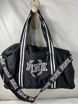 Victorias Secret Pink GRAPHIC Gym Bag Duffel Tote Bag Black New • $24.75