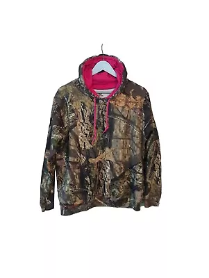 Mossy Oak Camouflage With Pink Hoodie Sweatshirt Womens Size Large Pullover • $14.90