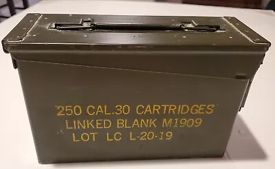Military Ammo Box 250 Cal .30 Cartridges Linked Blank M1909 LOT LC L-20-19 VG!! • $15