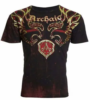 Archaic Affliction Men's T-Shirt RIDE IT Crewneck Biker Tattoo Black • $17.95