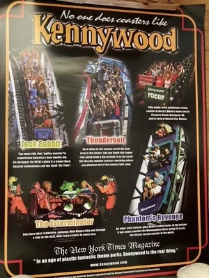 $26 • Buy Kennywood Pittsburgh Amusement Park Phantom Roller Coaster Poster RARE
