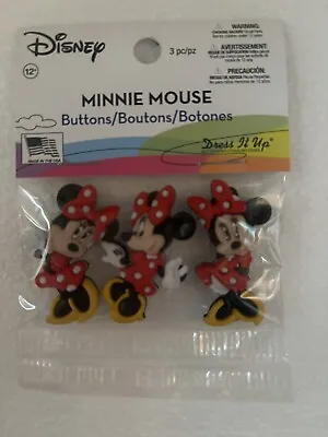 Dress It Up Buttons Disney Minnie Mouse Mickey Mouse 3 Pack Of Buttons • $8