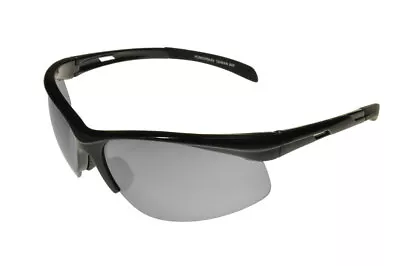 Badical Glade Half Frame Wraparound Sports Sunglasses Black/Smoke-Mirror ML • £17.97