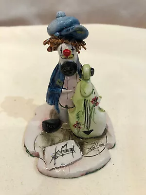 Zampiva Vintage Porcelain Clown With Double Base - Spaghetti Hair Figurine Italy • £19.86