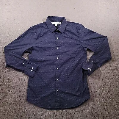 $15 • Buy Old Navy Shirt Men Medium Blue White Polka Dot Button Down Classic Pro Signature