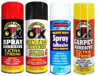 Extra Strong Carpet Contact Adhesive Spray Glue Multiuse Laminate Wood Rubber  • £9.45