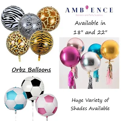 Orbz Round Sphere Balloons 4D Foil 18  22  Party Birthday Baby Shower Orb Decor • £2.49