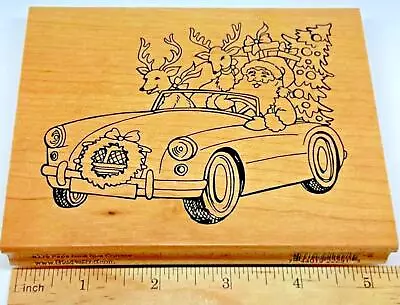 Stampendous Christmas Santa Cruising W/ Reindeer In Car Large Rubber Stamp • $9.95