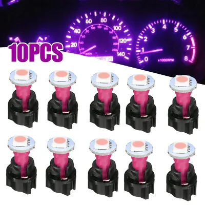 10x T5 Purple Car Instrument Panel Cluster LED Dash Light Bulbs W/ Twist Sockets • $13.60