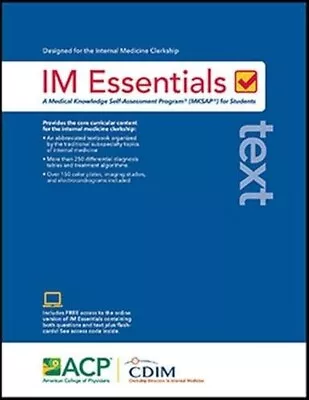 Im Essentials Text ACP American College Of Physicians MKSAP For Students • $45