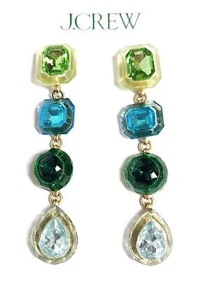 J.Crew Acetate Geometric Drop Earrings Emerald Forest Gold Plated Brass NWT • $34.99