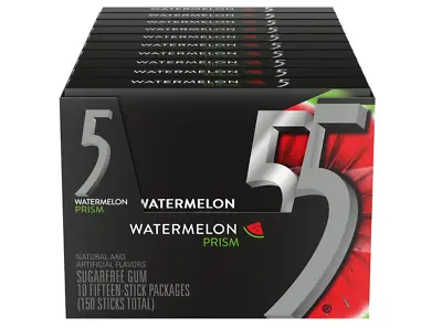 Five 5 Gum Watermelon Prism Sugar Free Gum 15 Piece (10 Pack) • $21.75